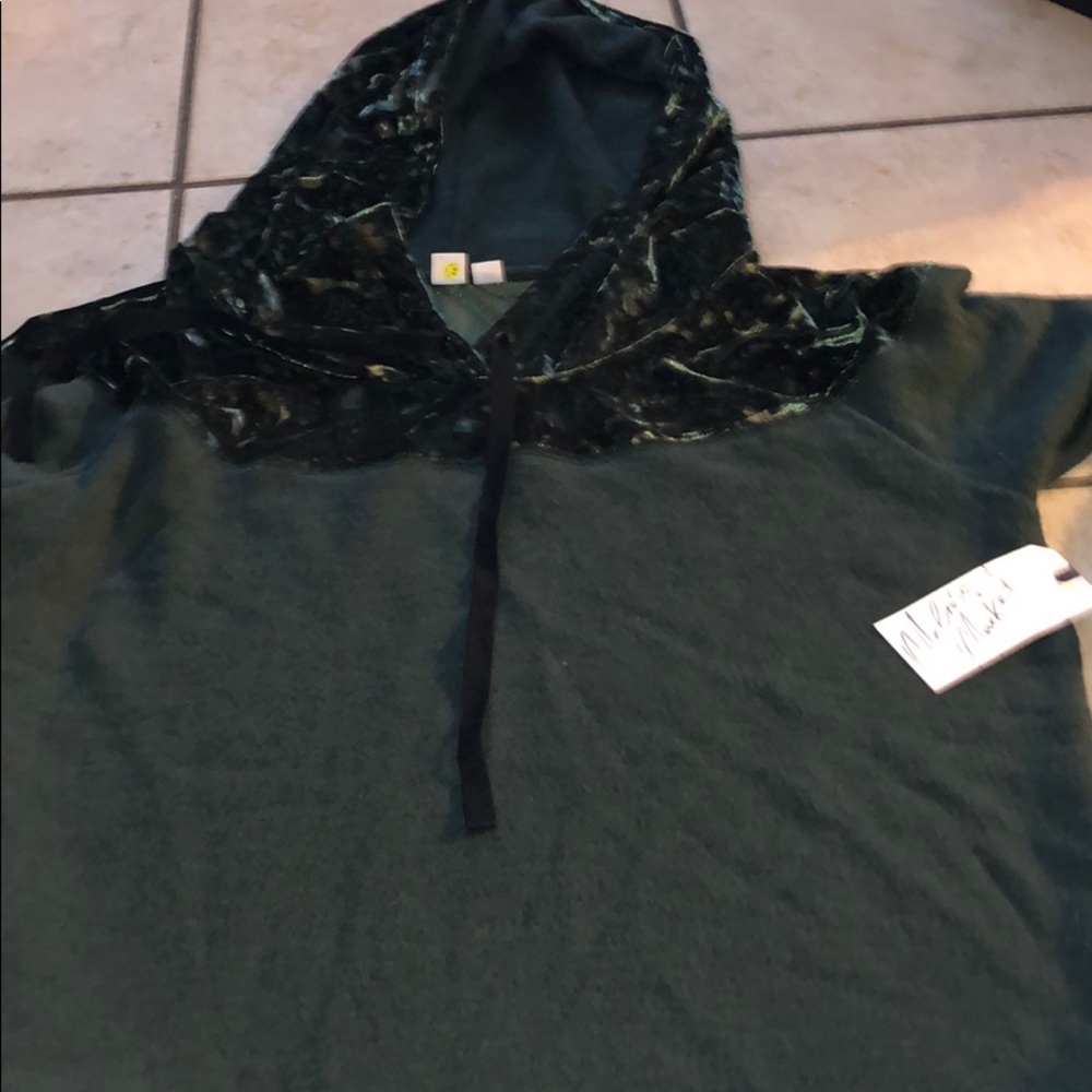 Dark Green with Velvet trim hoodie